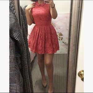 Coral Floral Collared Dress